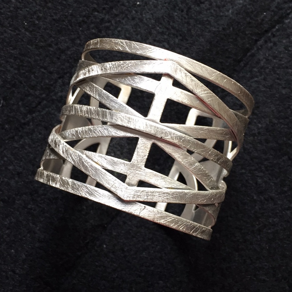 Chunky Metal Silver Cuff Bracelet